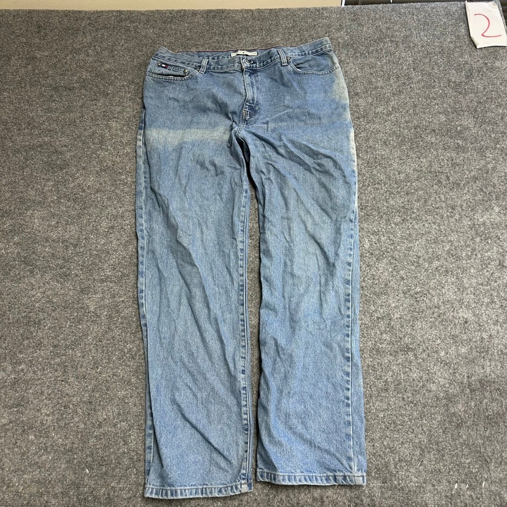 Tommy Hilfiger Jeans Mens Size 36 Light Wash Blue Straight Leg Cotton 64946